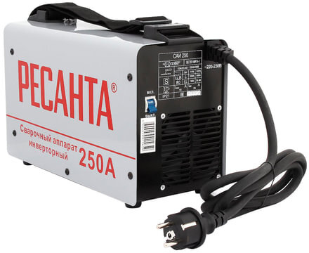 Сварочный аппарат инверторный, сварочный ток до 250 А, диаметр электрода до 6 мм, РЕСАНТА САИ 250, 65/6