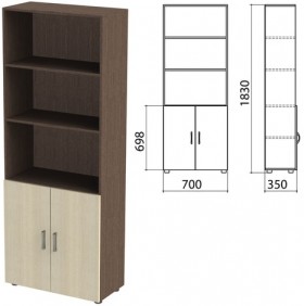 Шкаф полузакрытый &quot;Канц&quot;, 700х350х1830 мм, цвет венге/дуб молочный (КОМПЛЕКТ)