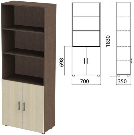 Шкаф полузакрытый "Канц", 700х350х1830 мм, цвет венге/дуб молочный (КОМПЛЕКТ)