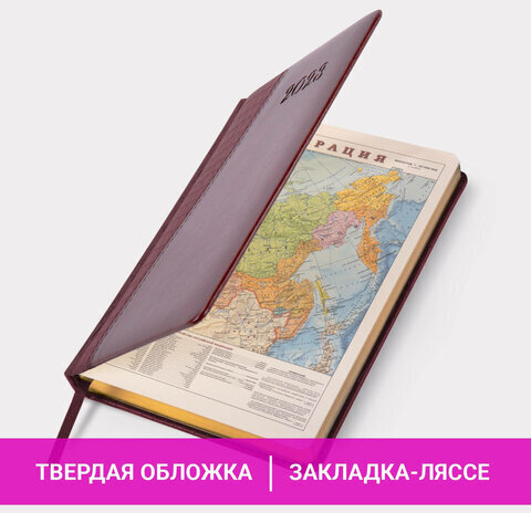 Ежедневник датированный 2023 А5 138x213 мм BRAUBERG "Cayman", под кожу, коричневый, 114013