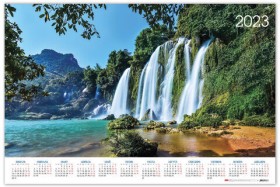 Календарь настенный листовой 2023 г., формат А1 (90х60 см), &quot;Водопады&quot;, HATBER, Кл1_27062
