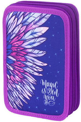 Пенал BRAUBERG, 2 отделения, полиэстер, 21х14 см, &quot;Wings&quot;, 270321