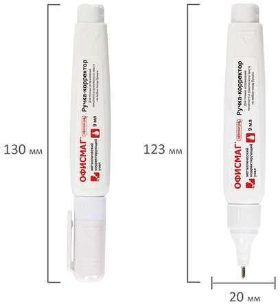 Ручка-корректор ОФИСМАГ, 9 мл, металлический наконечник, 225215