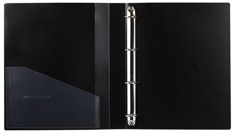 Папка на 4 кольцах, ширина 40 мм, BRAUBERG EXTRA, до 300 листов, ЧЕРНАЯ, 0,8 мм, 270547