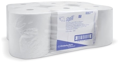 Полотенца бумажные рулонные KIMBERLY-CLARK Scott, КОМПЛЕКТ 6 шт., 304 м, белые, диспенсер 601536, 6667