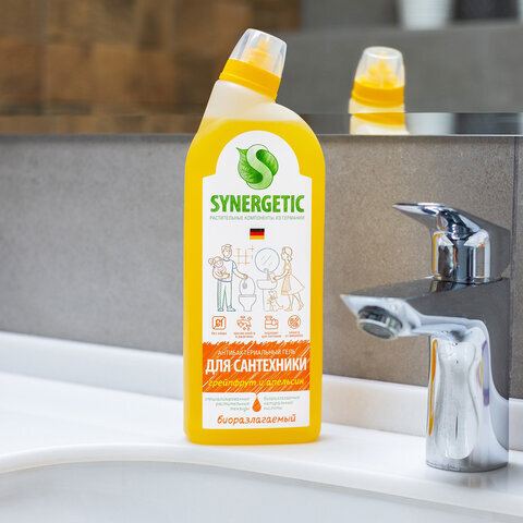 Средство для уборки туалета антибактериальное 700 мл SYNERGETIC "Грейпфрут и апельсин", 104070