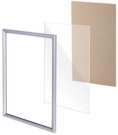 Рамка 21х30 см со стеклом, багет 14 мм пластик, BRAUBERG "HIT2", матовое серебро, 391318