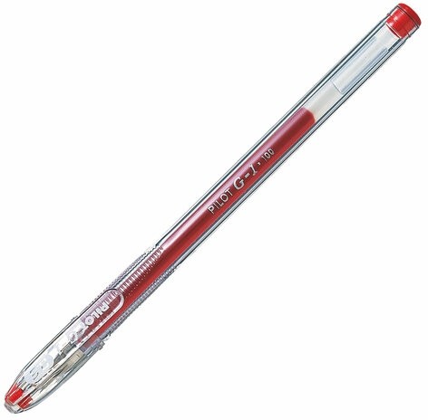 Ручка гелевая PILOT "G-1", КРАСНАЯ, корпус прозрачный, узел 0,5 мм, линия письма 0,3 мм, BL-G1-5T