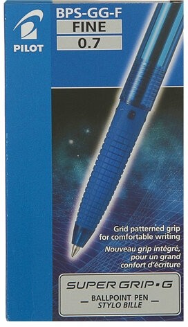 Ручка шариковая масляная с грипом PILOT "Super Grip G", СИНЯЯ, узел 0,7 мм, линия письма 0,22 мм, BPS-GG-F-L