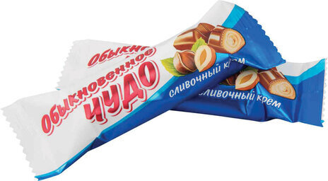 Шоколадный батончик вафельный СЛАВЯНКА "Обыкновенное чудо", сливочный, 55 г, пакет, 30661