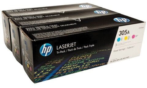 Картридж лазерный HP (CF370AM) LaserJet Pro 300 M375/M475, №305A, оригинальный, КОМПЛЕКТ 3 цвета по 2600 страниц