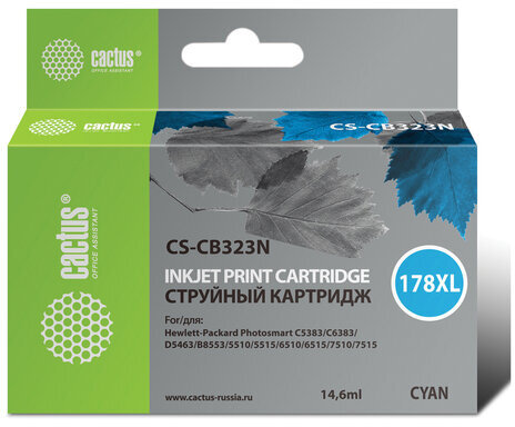 Картридж струйный CACTUS (CS-CB323N) для HP Photosmart D5400, голубой, CS-CB323(N)