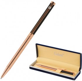 Ручка подарочная шариковая GALANT "ASTRON", корпус черный с золотом, детали золотистые, узел 0,7 мм, синяя, 143525