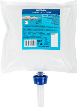 Картридж с жидким крем-мылом (Система S2) &quot;Перламутровое&quot;, белое, 0,475 л, KEMAN, 100024-S475