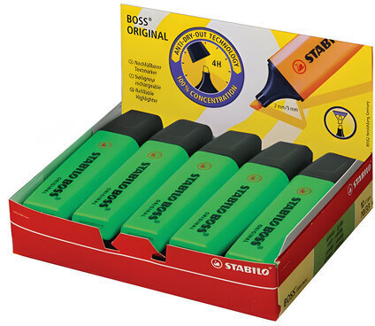 Текстовыделитель STABILO "Boss", ЗЕЛЕНЫЙ, линия 2-5 мм, 70/33