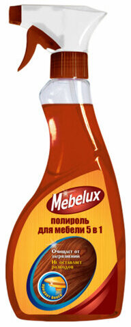 Полироль для мебели для любых поверхностей с распылителем 500 мл, MEBELUX 5 в 1, 4600104032356