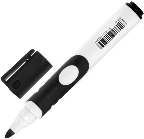Маркер стираемый для белой доски ЧЕРНЫЙ, BRAUBERG "SOFT", 5 мм, резиновая вставка, 151248