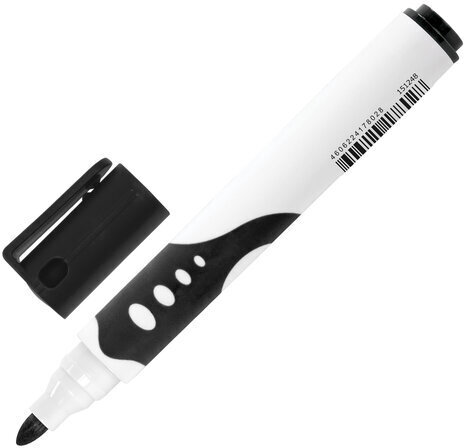 Маркер стираемый для белой доски ЧЕРНЫЙ, BRAUBERG "SOFT", 5 мм, резиновая вставка, 151248