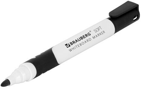 Маркер стираемый для белой доски ЧЕРНЫЙ, BRAUBERG "SOFT", 5 мм, резиновая вставка, 151248