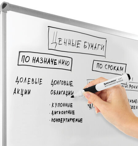 Маркер стираемый для белой доски ЧЕРНЫЙ, BRAUBERG "SOFT", 5 мм, резиновая вставка, 151248