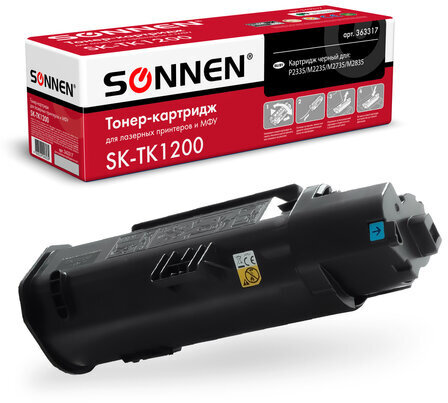 Тонер-картридж SONNEN (SK-TK1200) для KYOCERA ECOSYS P2335/M2235dn/M2735dn/M2835dw, ресурс 3000 страниц, 363317
