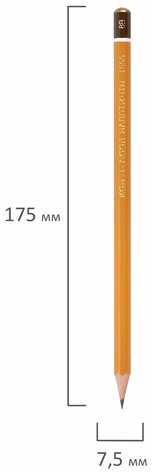 Карандаш чернографитный KOH-I-NOOR 1500, 1 шт., 8B, корпус желтый, заточенный, 150008B01170RU