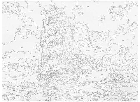 Картина по номерам А3, ОСТРОВ СОКРОВИЩ "ПАРУСНИК", С АКРИЛОВЫМИ КРАСКАМИ, картон, кисть, 661632