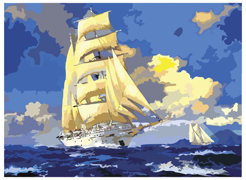 Картина по номерам А3, ОСТРОВ СОКРОВИЩ "ПАРУСНИК", С АКРИЛОВЫМИ КРАСКАМИ, картон, кисть, 661632