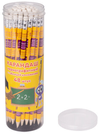 Карандаш чернографитный с таблицей умножения ЮНЛАНДИЯ "ЮНЛАНДИК-МАТЕМАТИК", HB, с ластиком, 181581