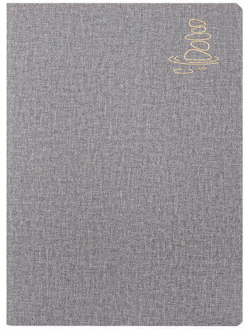 Тетрадь 60 л. в клетку обложка кожзам под рогожку, сшивка, B5 (179х250мм), СЕРЫЙ, BRAUBERG HARMONY, 403839