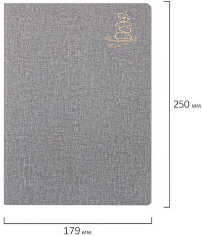 Тетрадь 60 л. в клетку обложка кожзам под рогожку, сшивка, B5 (179х250мм), СЕРЫЙ, BRAUBERG HARMONY, 403839