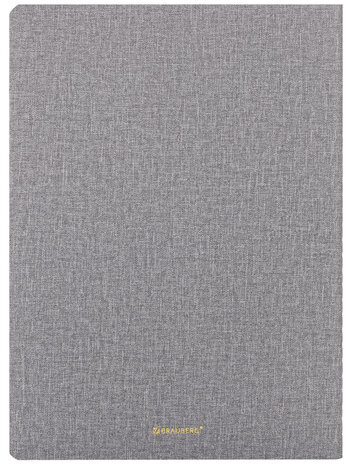 Тетрадь 60 л. в клетку обложка кожзам под рогожку, сшивка, B5 (179х250мм), СЕРЫЙ, BRAUBERG HARMONY, 403839