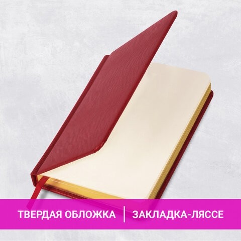 Ежедневник недатированный МАЛЫЙ ФОРМАТ 100x150 мм А6 BRAUBERG "Iguana", под кожу, 160 л., красный, 114468