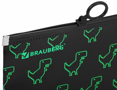 Папка для тетрадей BRAUBERG А4, 1 отделение, пластик, на zip-lock-молнии, "Dino matrix", 272106