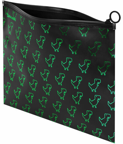 Папка для тетрадей BRAUBERG А4, 1 отделение, пластик, на zip-lock-молнии, "Dino matrix", 272106