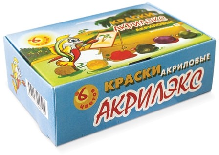 Краски акриловые "Акрилэкс", 6 цветов по 20 мл, в баночках, 24-6.20-50