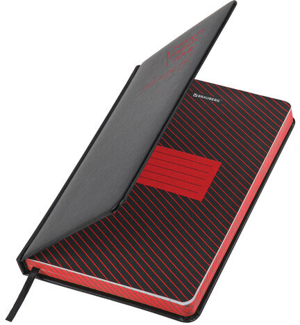 Ежедневник датированный 2024 А5 138x213 мм BRAUBERG "Chameleon", под кожу, черный/красный, 114925