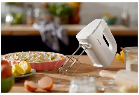 Миксер PHILIPS HR3705/00, 300 Вт, 5 скоростей, 2 венчика, 2 крюка для теста, белый
