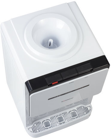 Кулер для воды SONNEN TSE-02, настольный, НАГРЕВ/ОХЛАЖДЕНИЕ ЭЛЕКТРОННОЕ, 3 крана, белый/черный, 453976