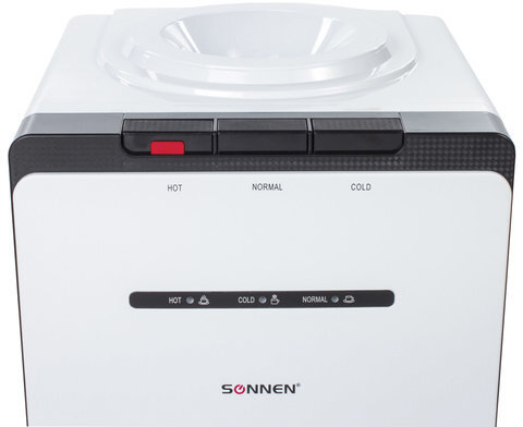 Кулер для воды SONNEN TSE-02, настольный, НАГРЕВ/ОХЛАЖДЕНИЕ ЭЛЕКТРОННОЕ, 3 крана, белый/черный, 453976