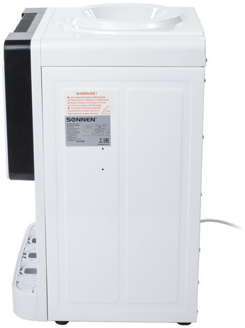 Кулер для воды SONNEN TSE-02, настольный, НАГРЕВ/ОХЛАЖДЕНИЕ ЭЛЕКТРОННОЕ, 3 крана, белый/черный, 453976