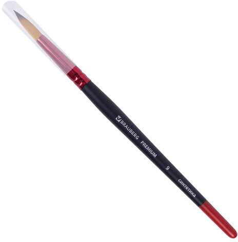 Кисть синтетика, круглая № 9, BRAUBERG PREMIUM, 201008