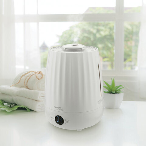 Увлажнитель SCARLETT SC-AH986E15, объем бака 4 л, 23 Вт, арома-контейнер, белый
