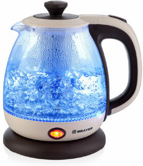 Чайник со съемным заварником BRAYER BR1046, 1 л, 1100 Вт, закрытый нагревательный элемент, бежевый