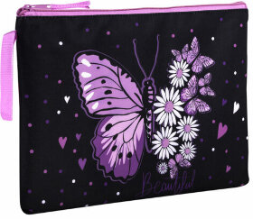Папка для тетрадей BRAUBERG А4, 1 отделение, полиэстер, на молнии, с ручкой, &quot;Flower butterfly&quot;, 271475