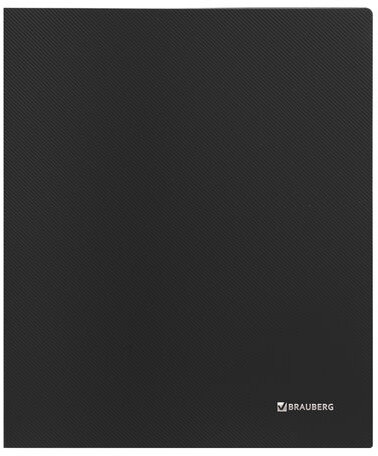 Папка на 2 кольцах BRAUBERG "Диагональ", 40 мм, черная, до 300 листов, 0,9 мм, 221347