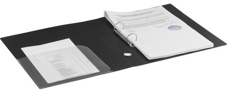 Папка на 2 кольцах BRAUBERG "Диагональ", 40 мм, черная, до 300 листов, 0,9 мм, 221347