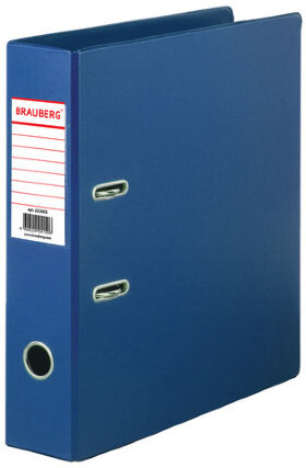 Папка-регистратор BRAUBERG с двухсторонним покрытием из ПВХ, 70 мм, синяя, 222655