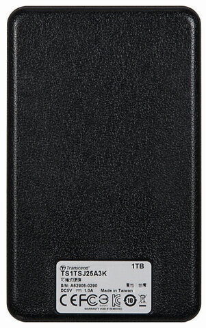 Внешний жесткий диск TRANSCEND StoreJet 25A3 1TB, 2.5", USB 3.1, черный, TS1TSJ25A3K