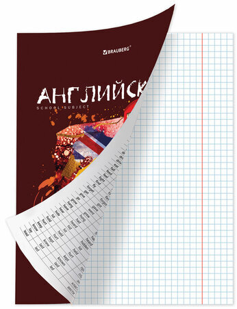 Тетрадь предметная со справочным материалом ORIGINAL 48 л., TWIN лак, АНГЛИЙСКИЙ ЯЗЫК, клетка, BRAUBERG, 404299